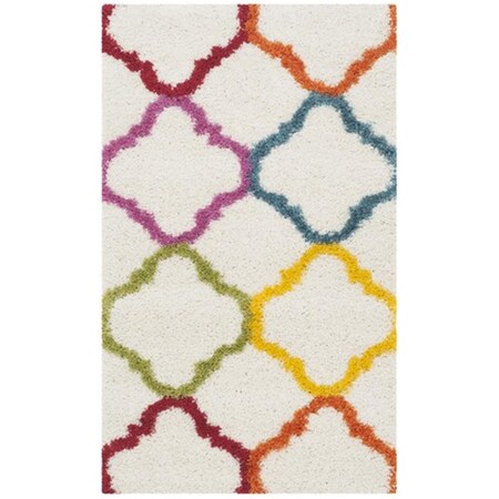 Safavieh Kids Shag Power Loomed Rectangle Rug- Ivory - Multi- 3 x 5 ft. SGK563A-3